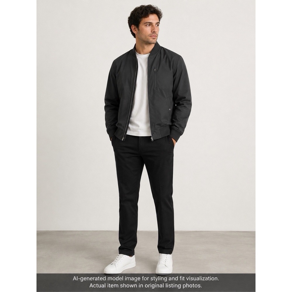 Hawke & Co Mens Large Bomber Jacket Black Water Repellent Windbreaker NWT